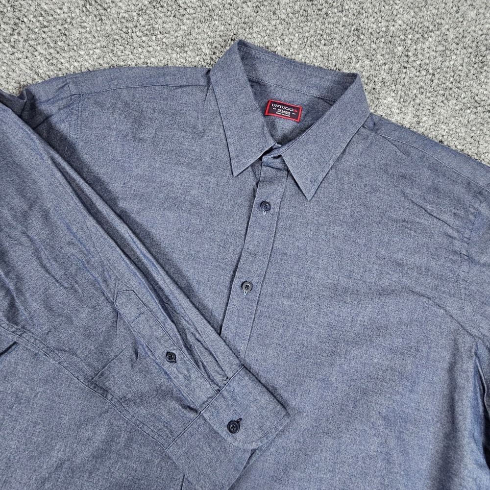 UNTUCKit Mens XX-Large Button Down Shirt Blue Long Sleeve Casual‎